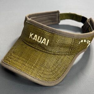 Kauai Hawaii Embroidered 100% Toyo Straw Visor – Olive Green – Adjustable